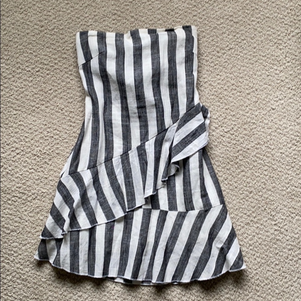 Skylar + Madison Grey and White Strapless Dress